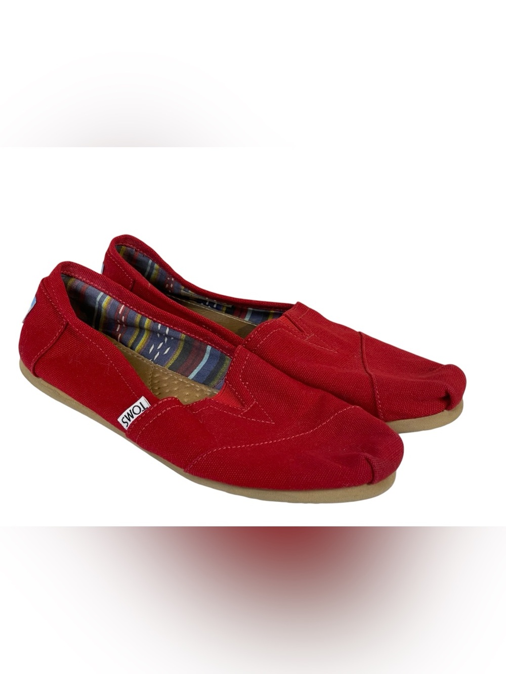 TOMS Women's Classic Alpargata Canvas Slip-On flats red Size 7